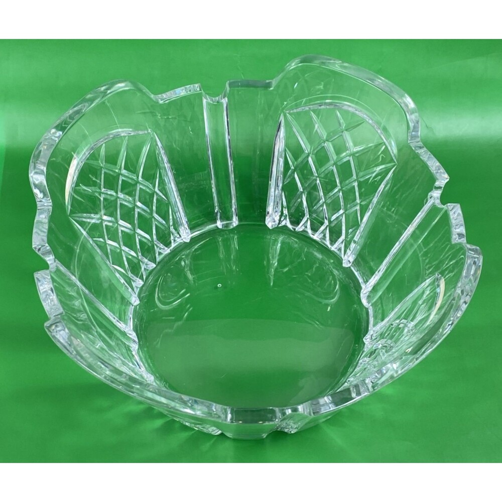 Rogaska Crystal Salad Serving Bowl Glass Criss Cross Arches Panels 9 1/2"